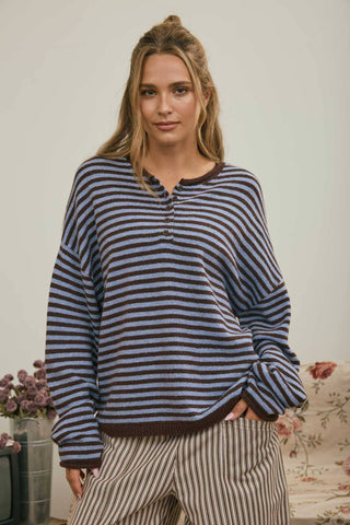 Blue Hour Henley Sweater - Sugar Co.