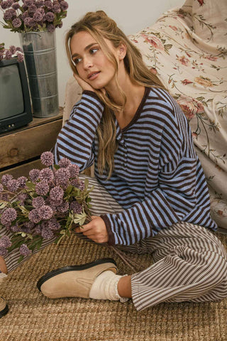 Blue Hour Henley Sweater - Sugar Co.