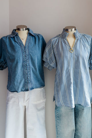 Blue Skies Denim Blouse - Sugar Co.