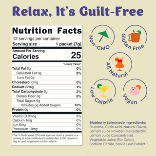 Blueberry Lemonade & Cocktail Mixer - 12 Servings Multipack - Sugar Co.