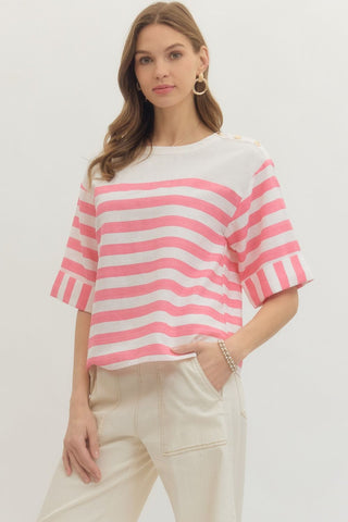 Blush & Buttoned Top - Sugar Co.