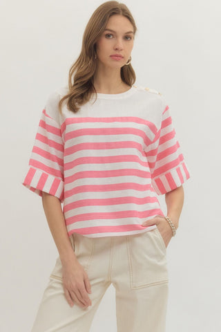 Blush & Buttoned Top - Sugar Co.