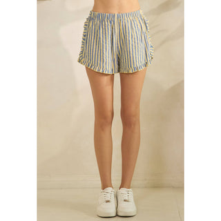 Boho Stripe Ruffle Lounge Shorts - Sugar Co.