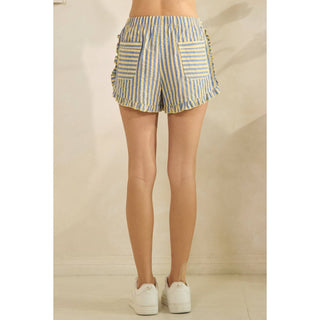 Boho Stripe Ruffle Lounge Shorts - Sugar Co.