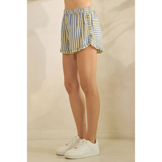 Boho Stripe Ruffle Lounge Shorts - Sugar Co.