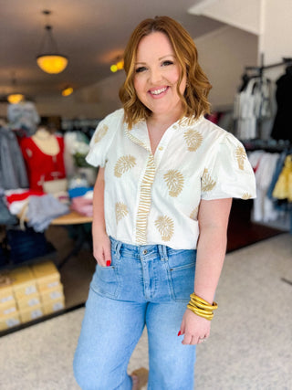 Botanical embroidered Top - Sugar Co.
