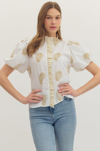 Botanical embroidered Top - Sugar Co.