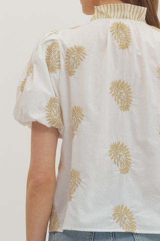 Botanical embroidered Top - Sugar Co.