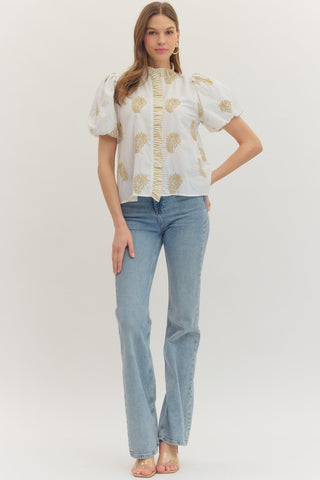 Botanical embroidered Top - Sugar Co.
