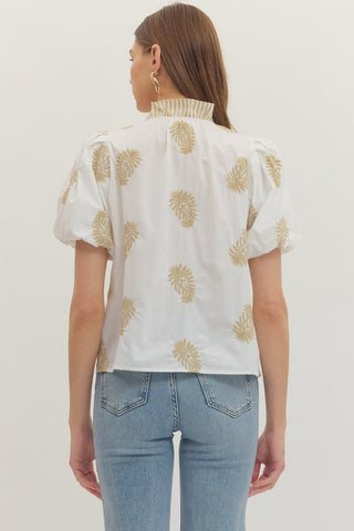 Botanical embroidered Top - Sugar Co.