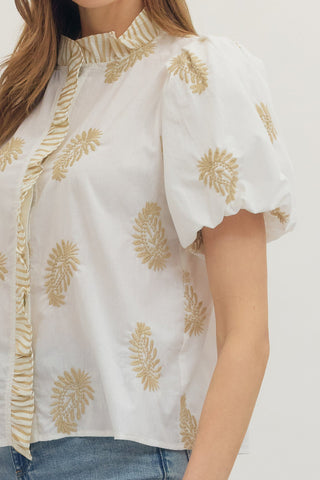 Botanical embroidered Top - Sugar Co.
