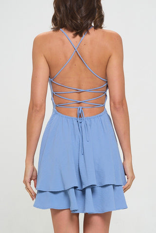 Breeze Mini Dress Dusty Blue - Sugar Co.