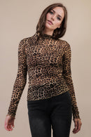 Mesh Lace Knit Top Leopard