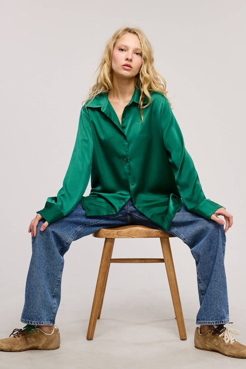 Silky Button Down Sea Green