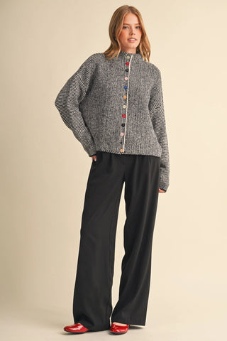 Sprinkle Button Stripe Cardigan