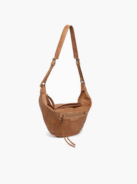 Leigh Distressed Hobo Bag: Black