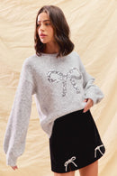 Ribbon Sequins Christmas Holiday Sweater Top