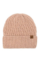 C.C Chain Link Cable Cuff Beanie: Oatmeal