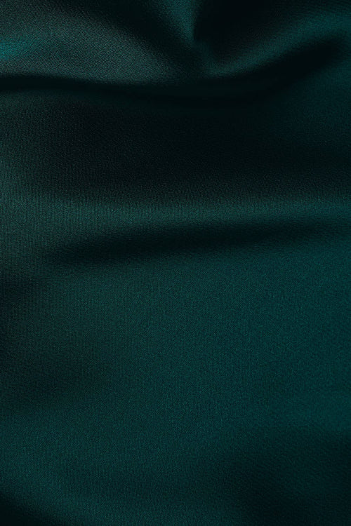 HIGH COWL NECK HALTER SATIN TOP: HUNTER GREEN