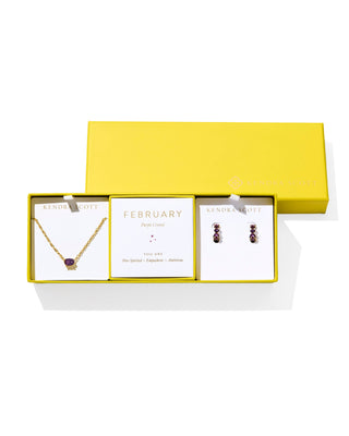 Cailin Birthstone Gift Set Febuary Purple Crystal - Sugar Co.