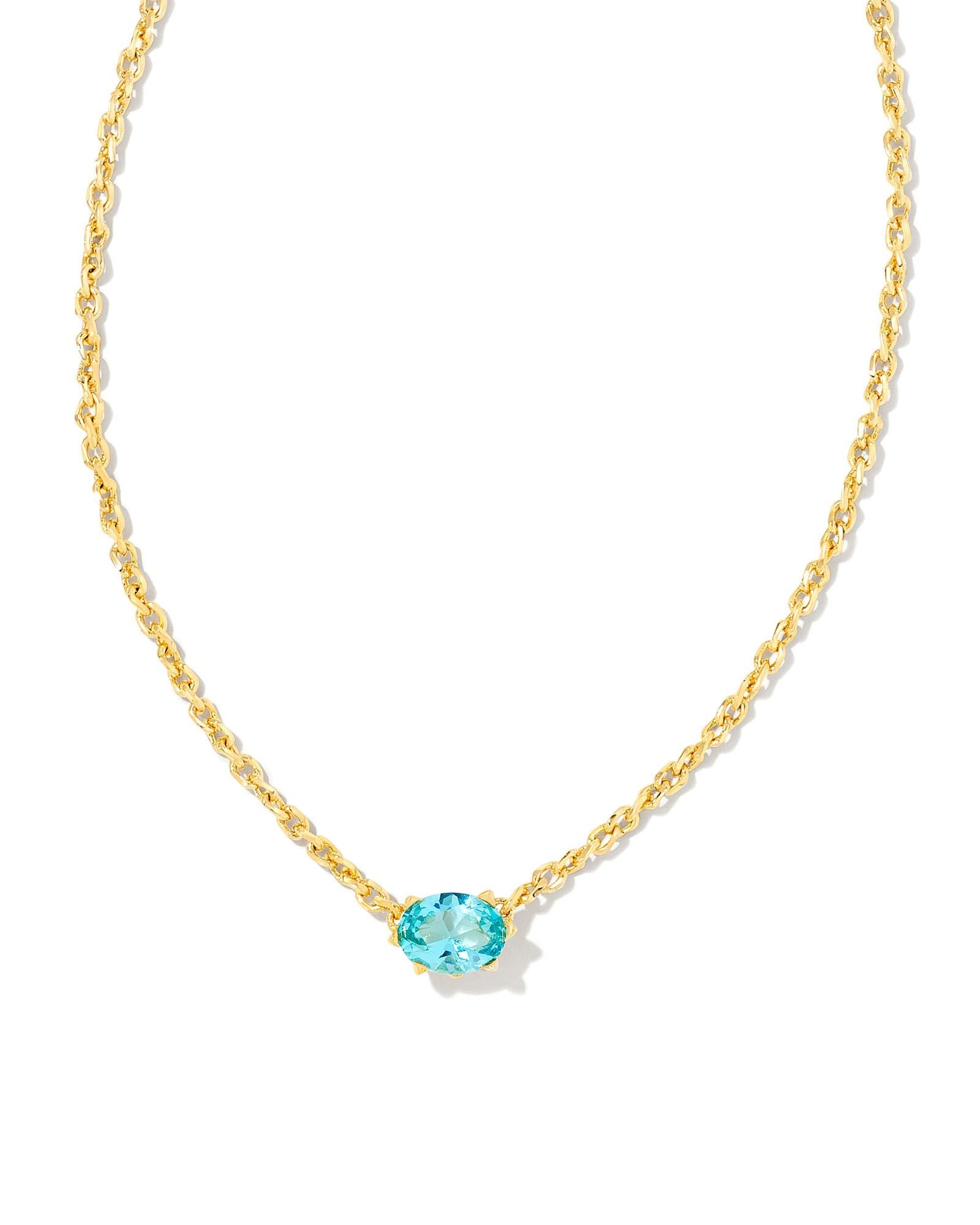 Cailin Crystal Pendant Necklace in Gold & Aqua