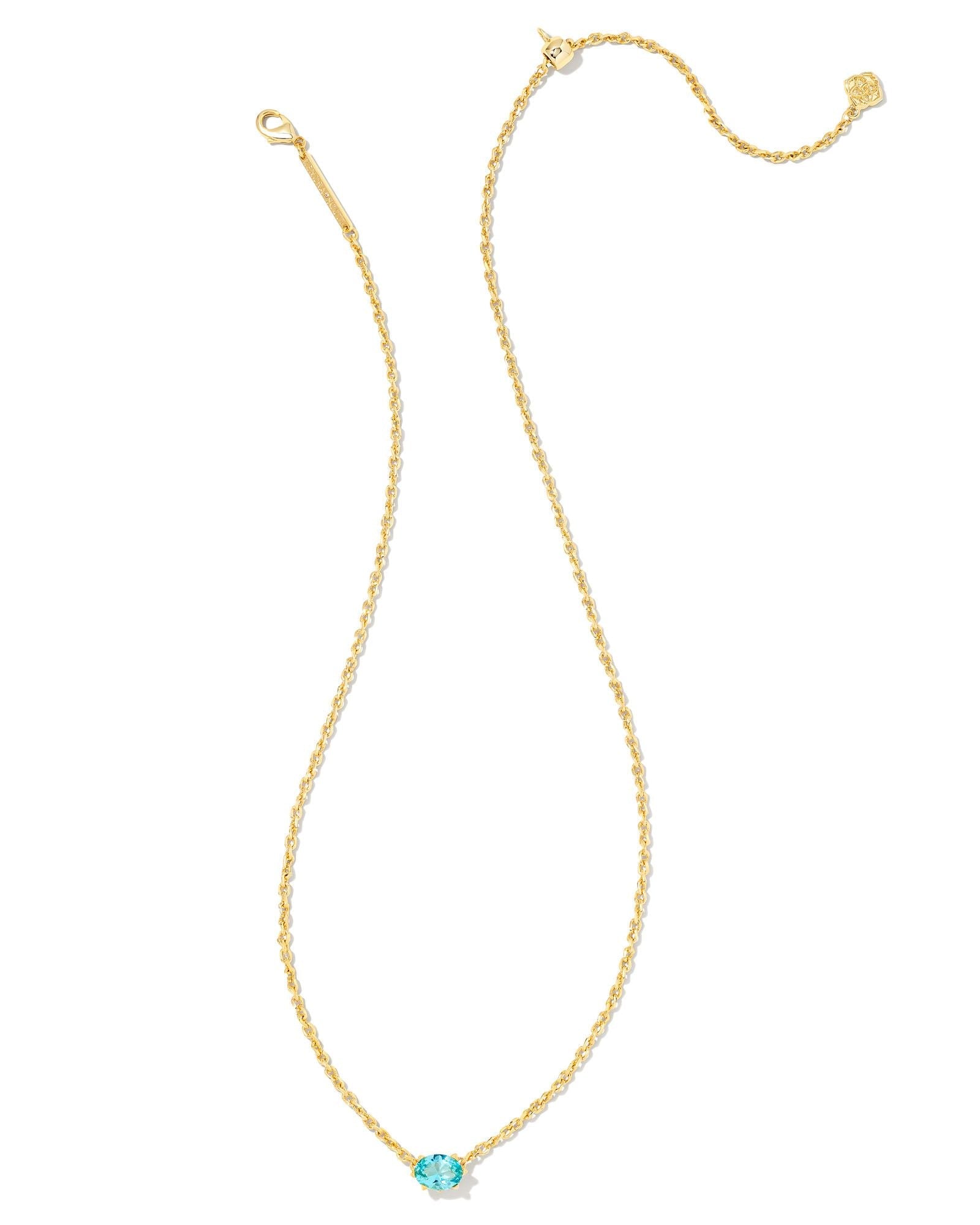 Cailin Crystal Pendant Necklace in Gold & Aqua