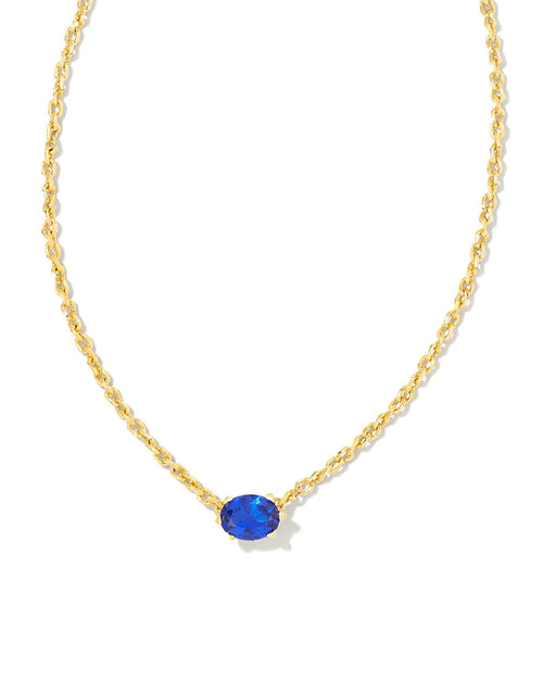 Cailin Crystal Pendant Necklace in Gold & Blue - Sugar Co.