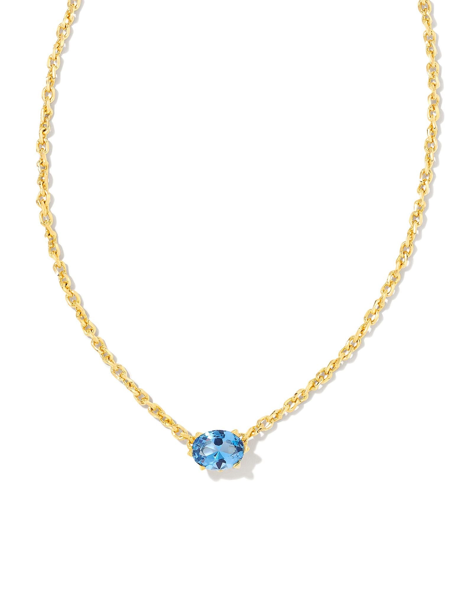 Cailin Crystal Pendant Necklace in Gold & Blue Violet
