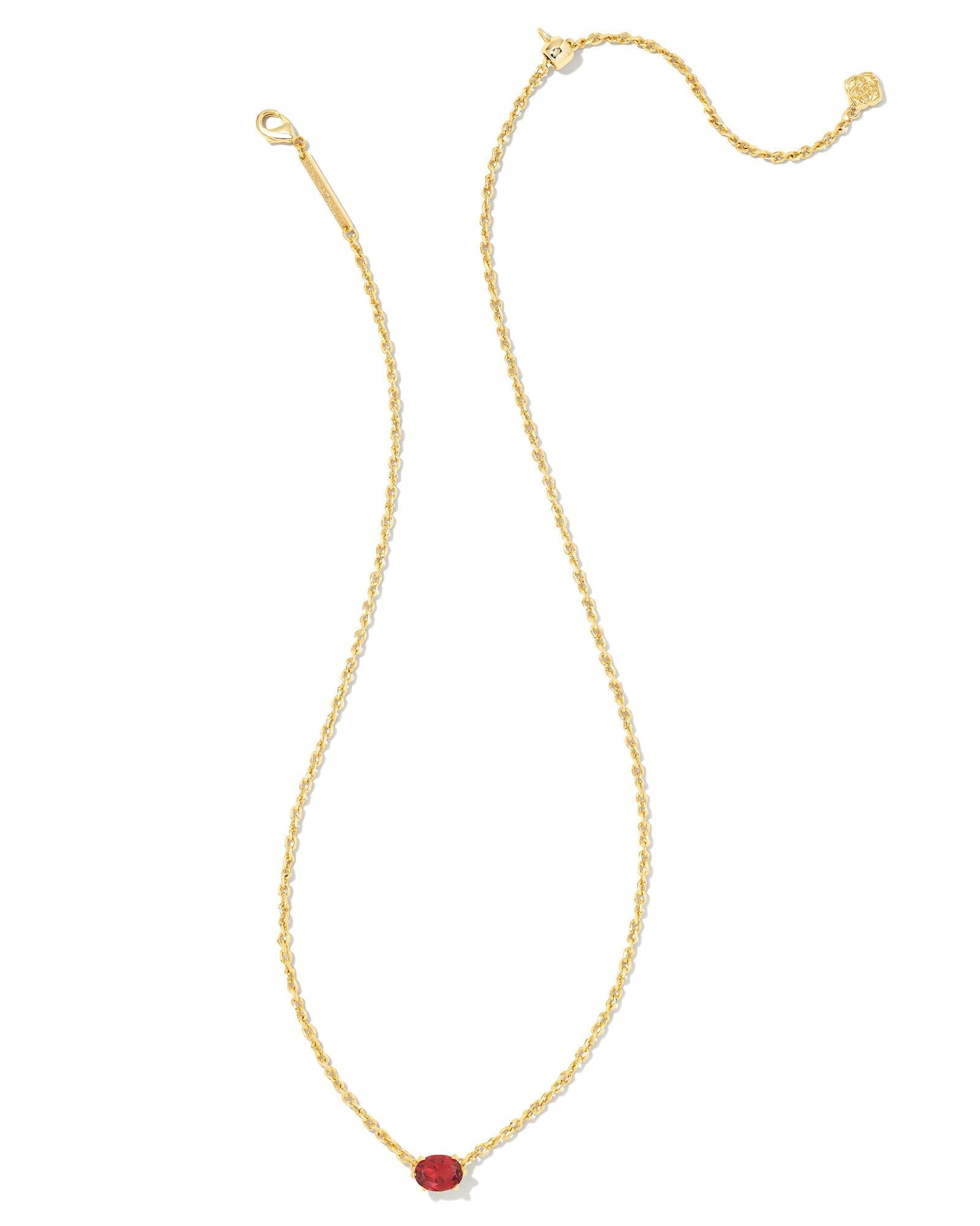 Cailin Crystal Pendant Necklace in Gold & Burgundy