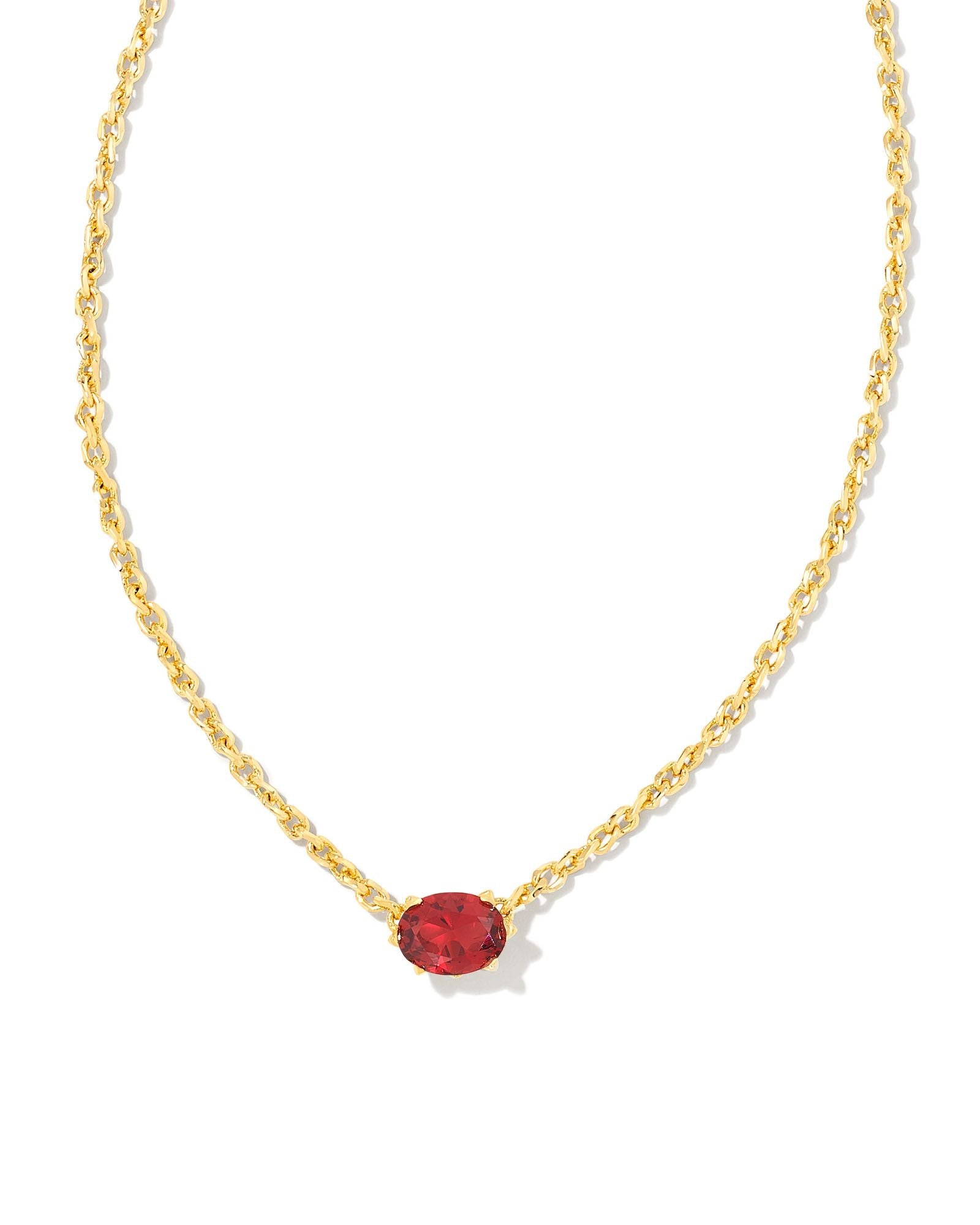 Cailin Crystal Pendant Necklace in Gold & Burgundy