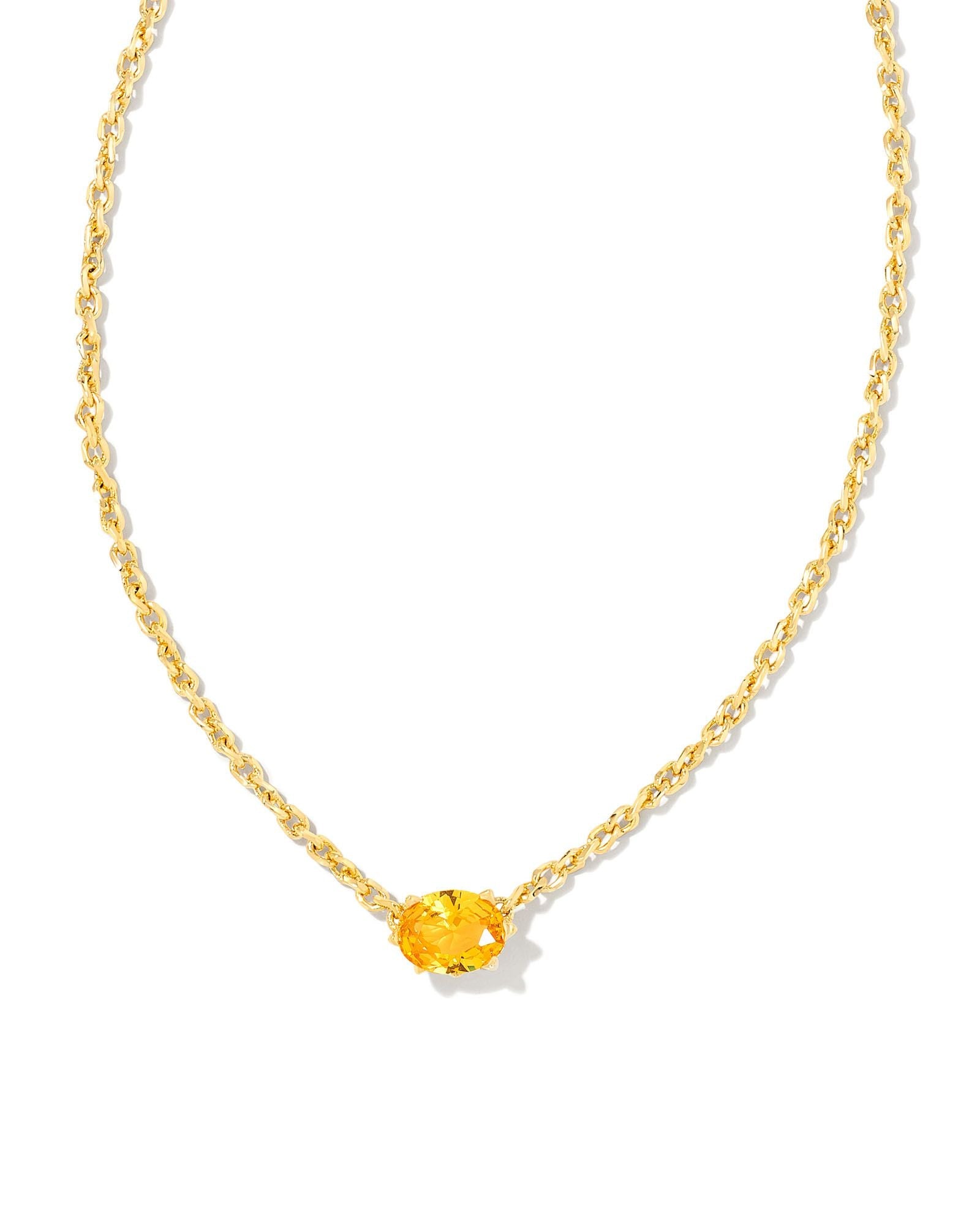 Cailin Crystal Pendant Necklace in Gold & Golden Yellow