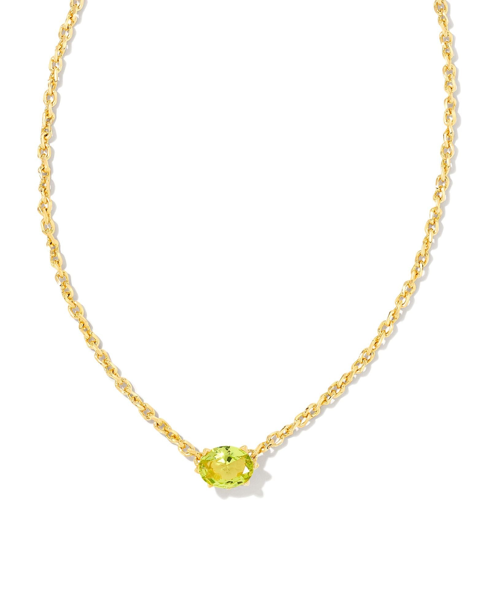 Cailin Crystal Pendant Necklace in Gold & Peridot