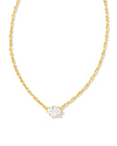 Cailin Crystal Pendant Necklace in Gold & White Crystal - Sugar Co.