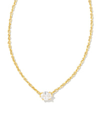 Cailin Crystal Pendant Necklace in Gold & White Crystal