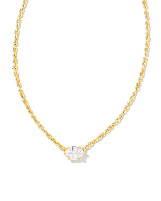 Cailin Crystal Pendant Necklace in Gold & White Crystal - Sugar Co.