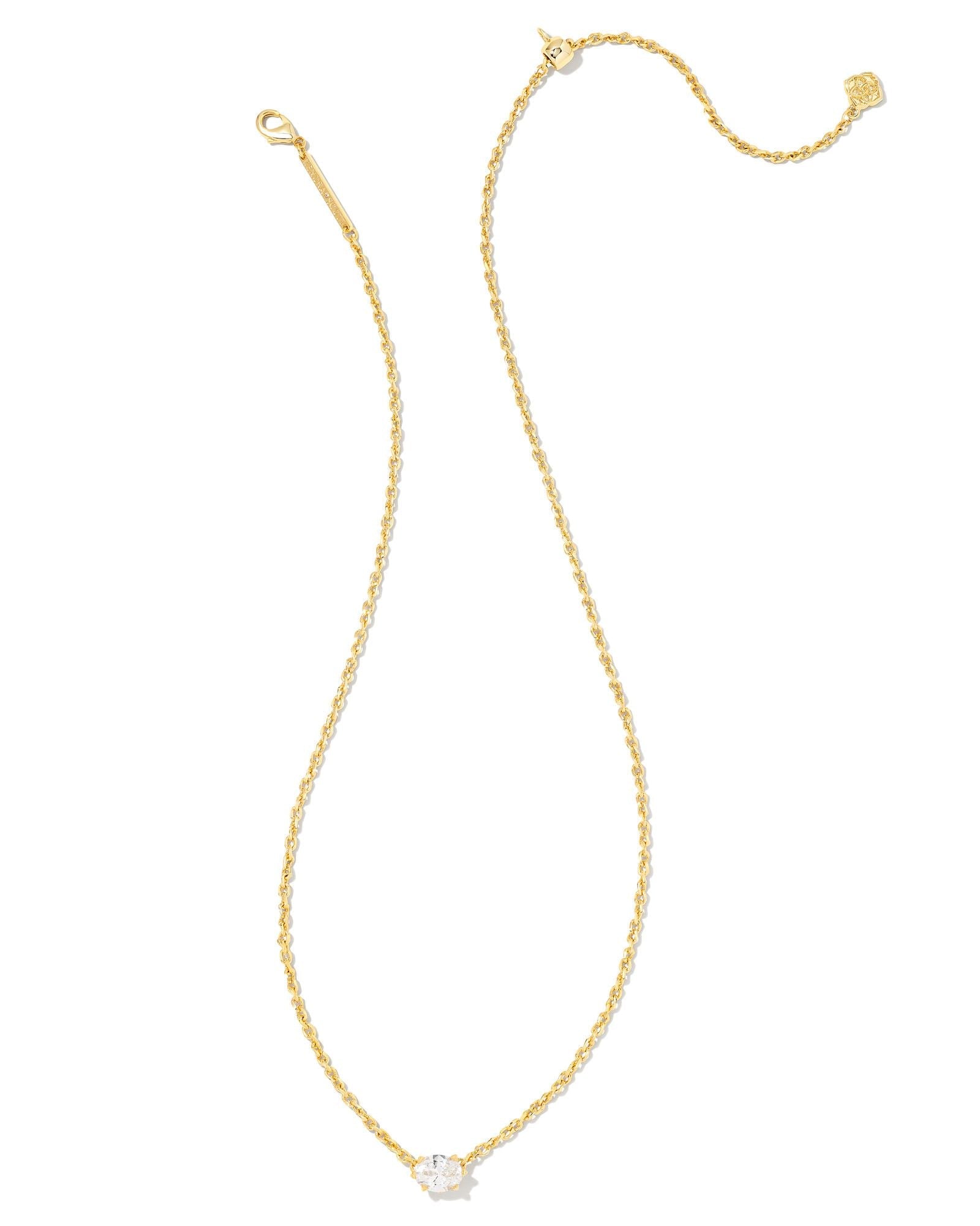 Cailin Crystal Pendant Necklace in Gold & White Crystal