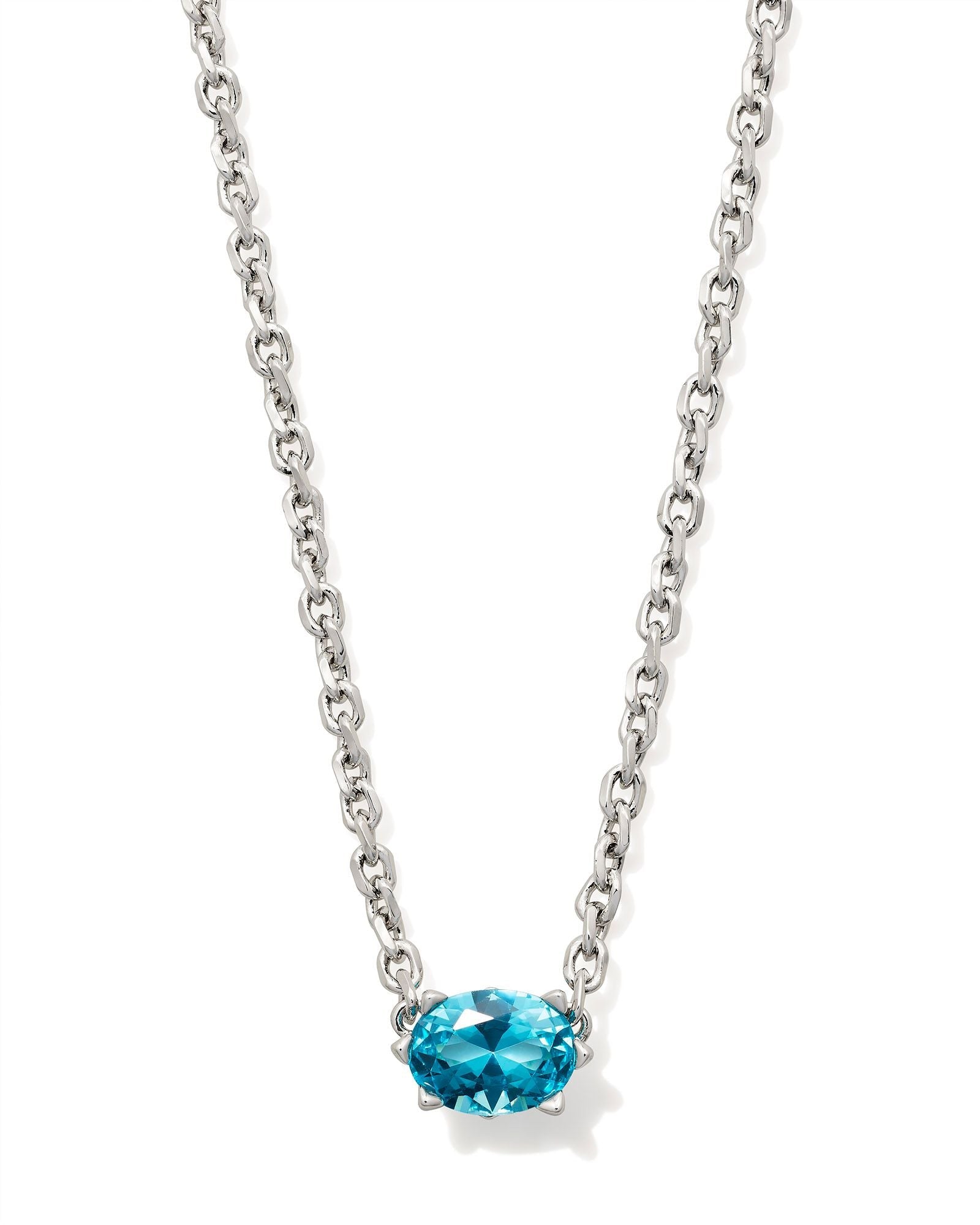 Cailin Crystal Pendant Necklace in Silver & Aqua