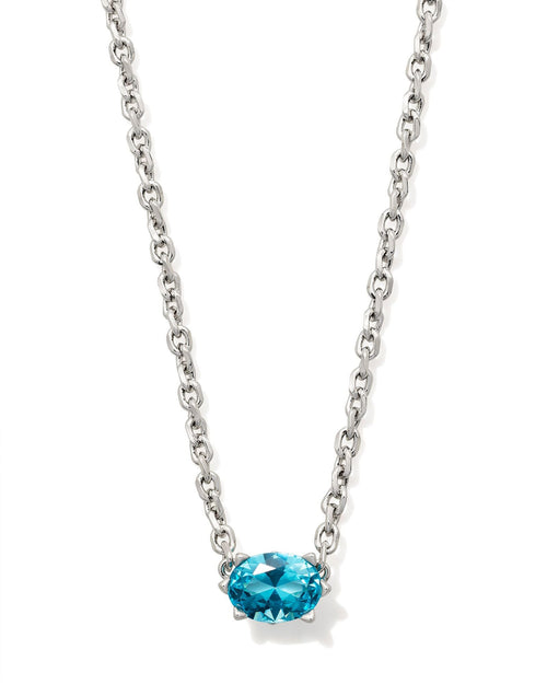 Cailin Crystal Pendant Necklace in Silver & Aqua - Sugar Co.