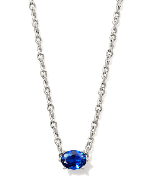 Cailin Crystal Pendant Necklace in Silver & Blue - Sugar Co.