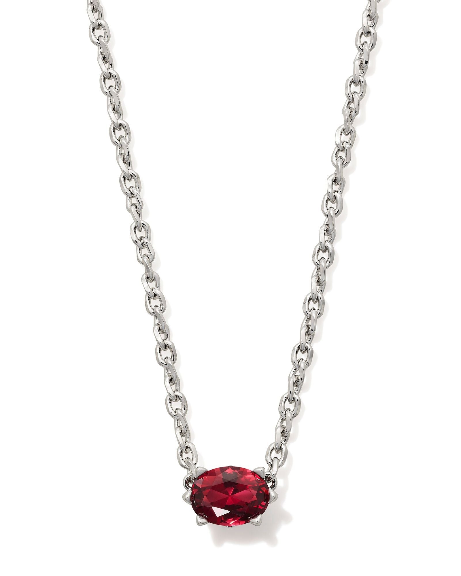 Cailin Crystal Pendant Necklace in Silver & Burgundy