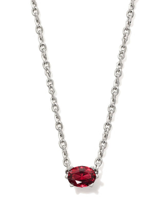 Cailin Crystal Pendant Necklace in Silver & Burgundy - Sugar Co.
