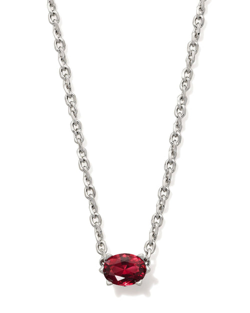 Cailin Crystal Pendant Necklace in Silver & Burgundy - Sugar Co.