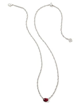 Cailin Crystal Pendant Necklace in Silver & Burgundy - Sugar Co.