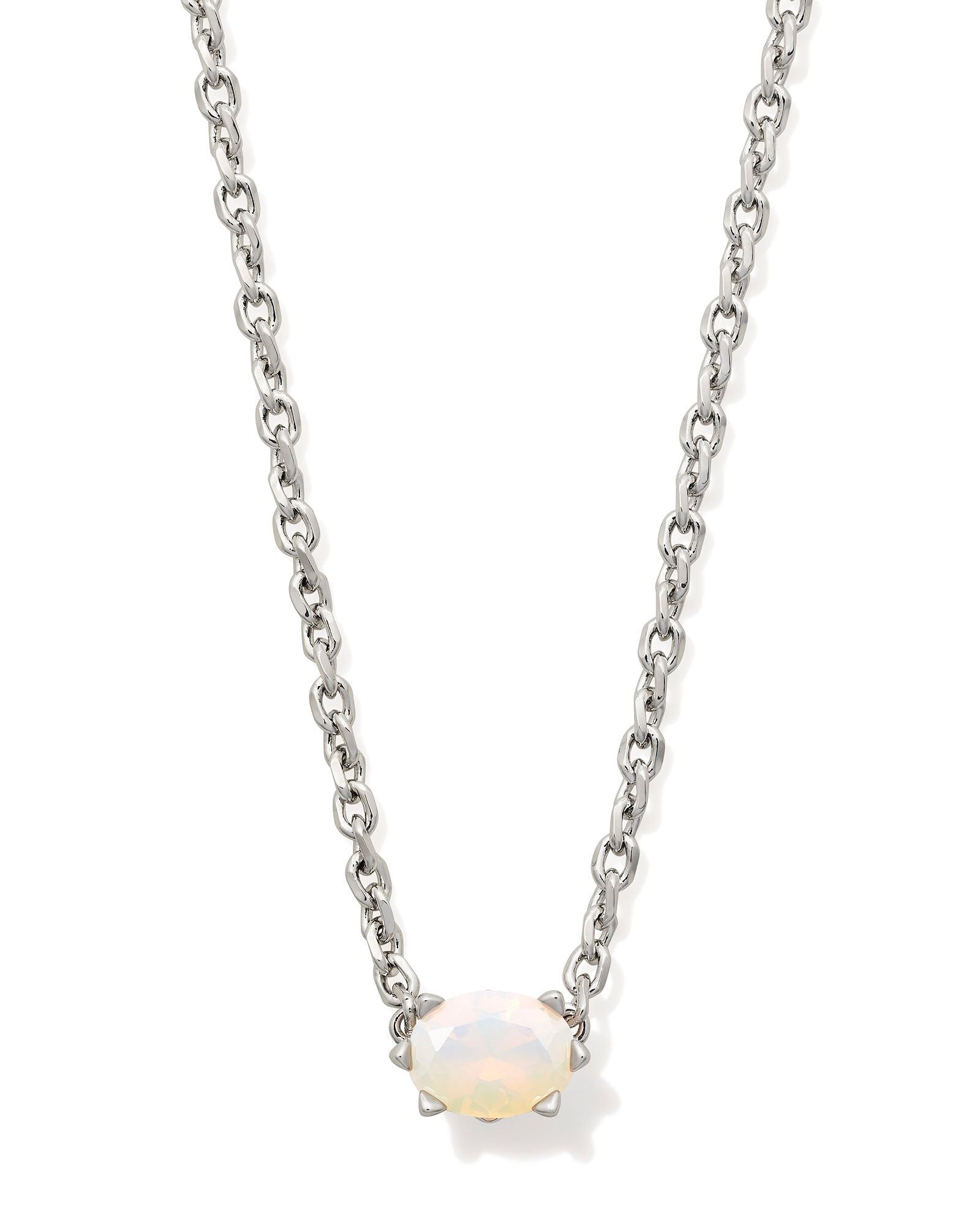 Cailin Crystal Pendant Necklace in Silver & Champagne Opal