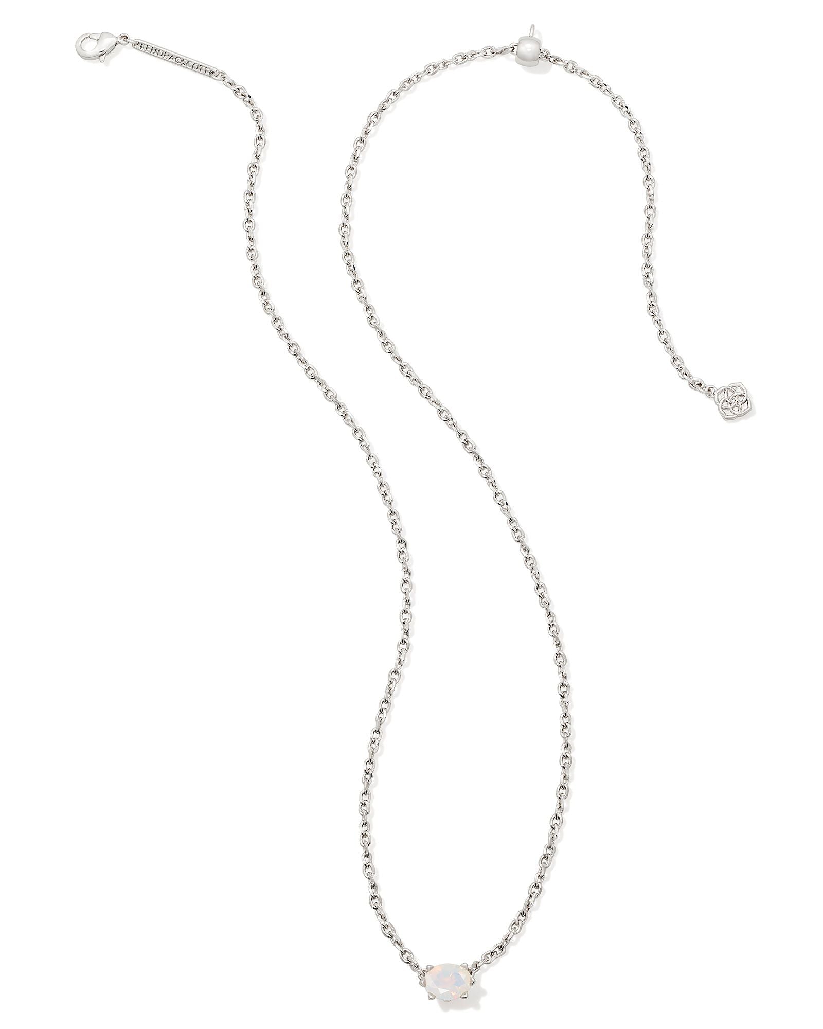 Cailin Crystal Pendant Necklace in Silver & Champagne Opal