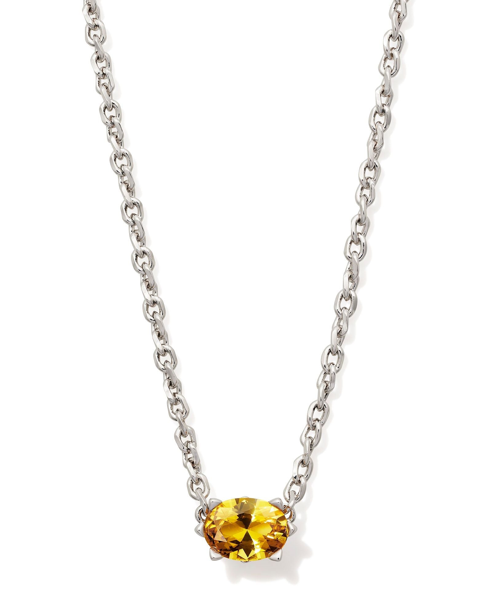 Cailin Crystal Pendant Necklace in Silver & Golden Yellow