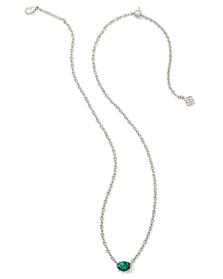 Cailin Crystal Pendant Necklace in Silver & Green - Sugar Co.