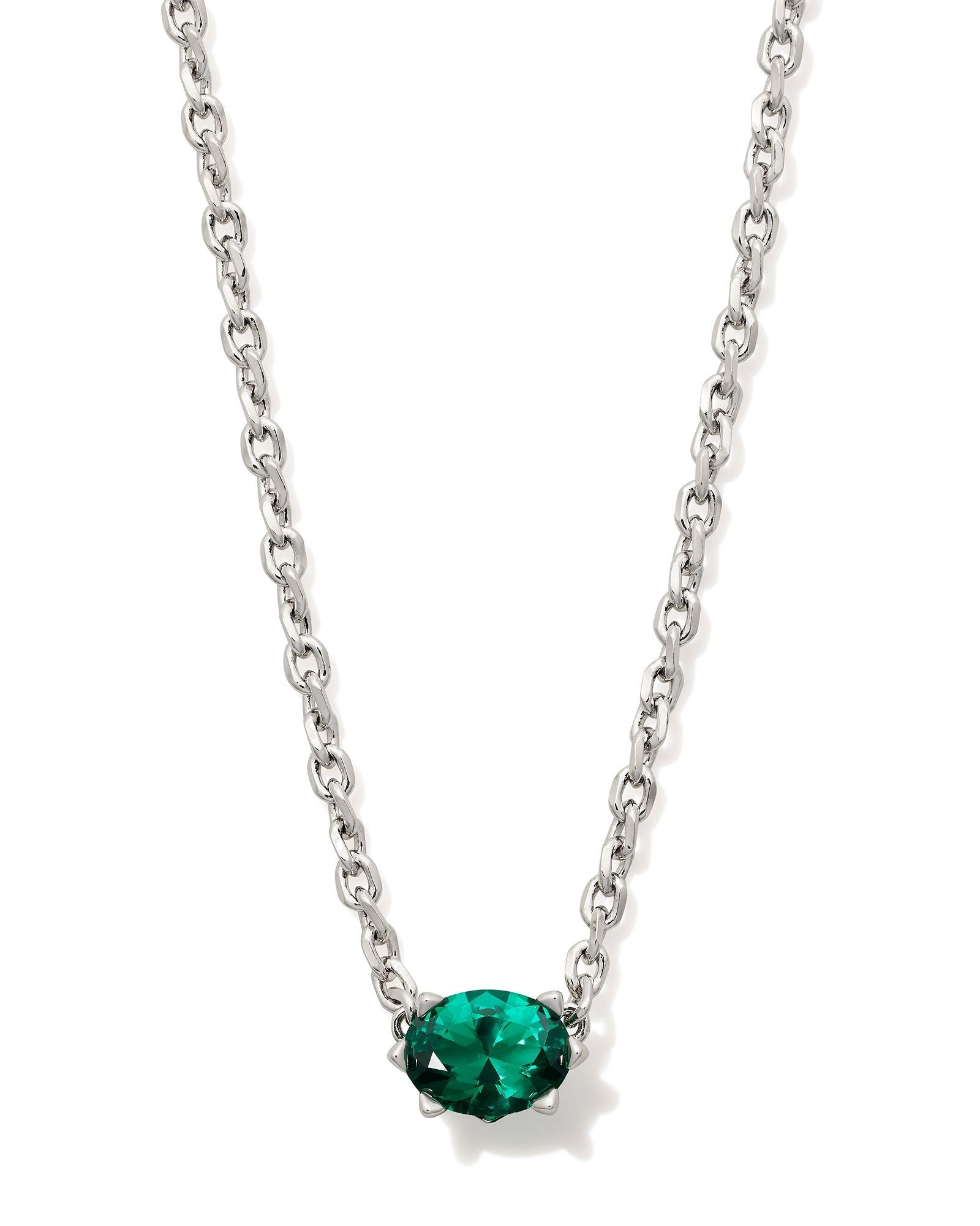Cailin Crystal Pendant Necklace in Silver & Green