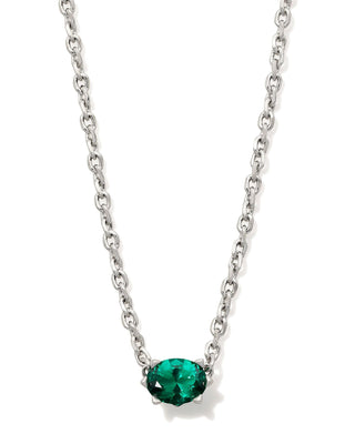 Cailin Crystal Pendant Necklace in Silver & Green - Sugar Co.