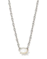 Cailin Crystal Pendant Necklace in Silver & Ivory Mother of Pearl